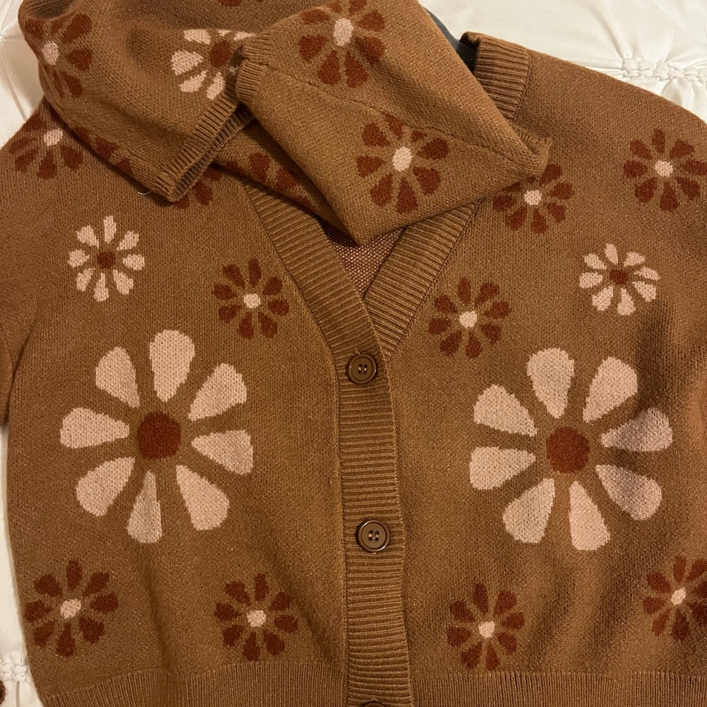Floral Brown Women's Sweater Set